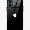 iPhone 17 Rich Black Glossy Glass Case - Premium Tempered Glass Back Cover