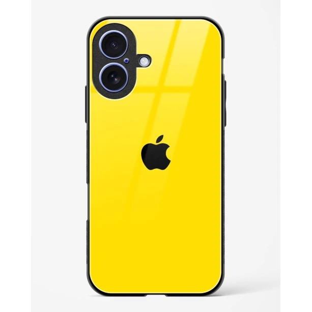 iPhone 17 Yellow Glass Case - Premium Glossy Tempered Glass Back Cover