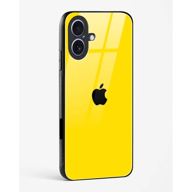 iPhone 17 Yellow Glass Case - Premium Glossy Tempered Glass Back Cover