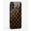 iPhone 17 LV Black Gold Glass Case - Premium Luxury Tempered Glass Back Cover