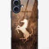 iPhone 17 Ferrari Design Gold Glass Case - Premium Tempered Glass Back Cover