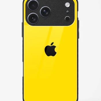 iPhone 17 Pro Yellow Glass Case - Premium Glossy Tempered Glass Back Cover