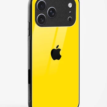 iPhone 17 Pro Yellow Glass Case - Premium Glossy Tempered Glass Back Cover