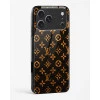 iPhone 17 Pro LV Black Gold Glass Case - Premium Luxury Tempered Glass Back Cover