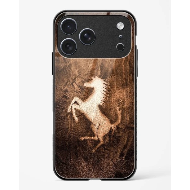 iPhone 17 Pro Ferrari Design Gold Glass Case - Premium Tempered Glass Back Cover