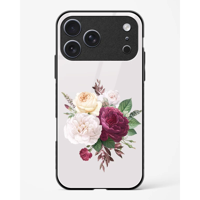 iPhone 17 Pro Max Flower Design Glass Case - Premium Tempered Shockproof Back Cover