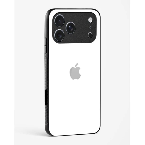 iPhone 17 Pro Max Pure White Glossy Glass Case - Premium Tempered Glass Back Cover
