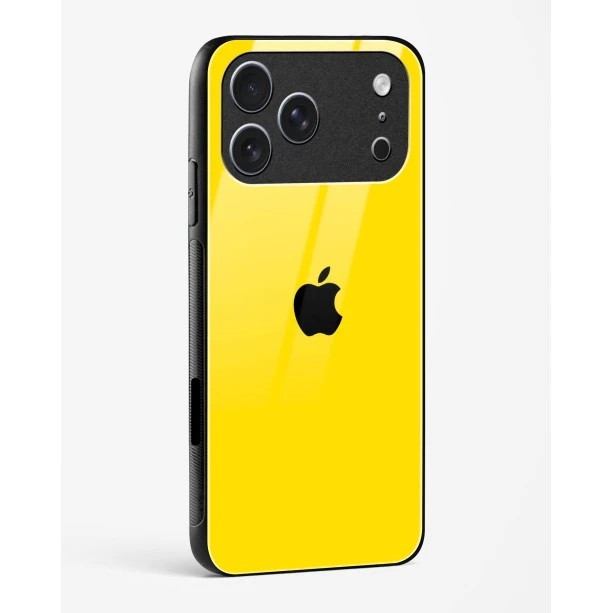 iPhone 17 Pro Max Yellow Glass Case - Premium Glossy Tempered Glass Back Cover