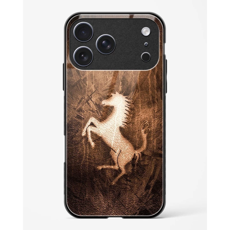 iPhone 17 Pro Max Ferrari Design Gold Glass Case - Premium Tempered Glass Back Cover