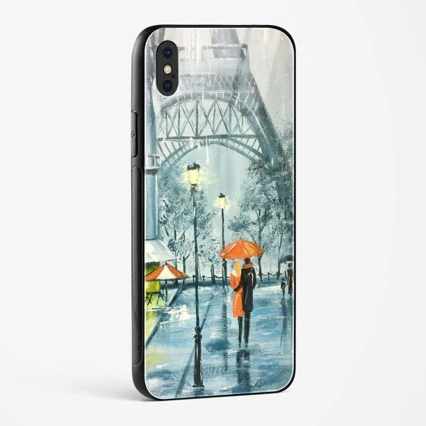 Romantic Couple Walking In Rain Glass Case Phone Cover For iPhone XS
