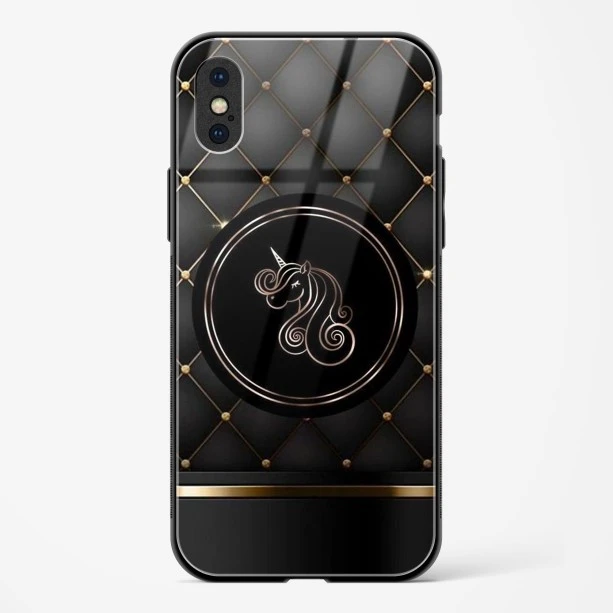 Black Golden Unicorn Glass Case for iPhone X