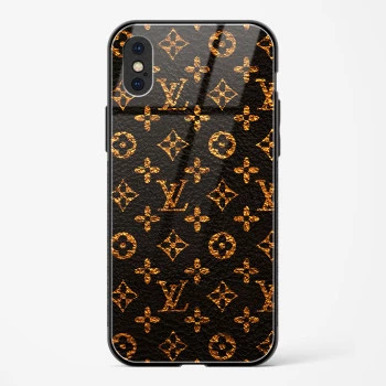 LV Black Gold Glass Case for iPhone X