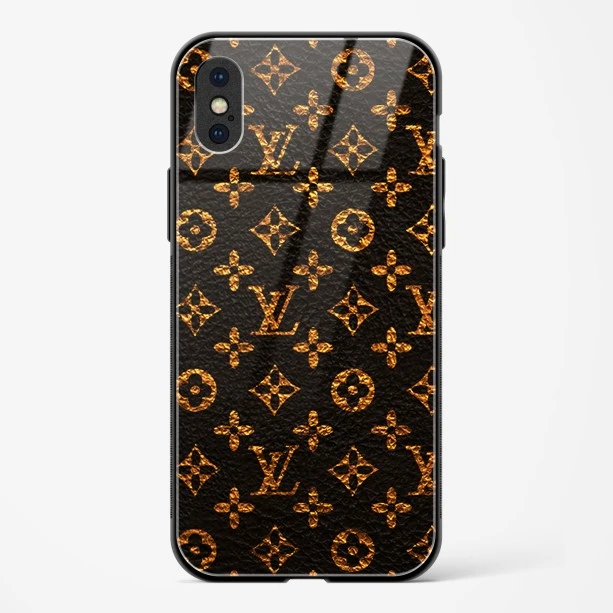 LV Black Gold Glass Case for iPhone X