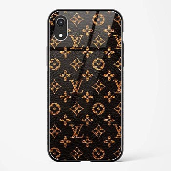 LV Black Gold Glass Case for iPhone XR