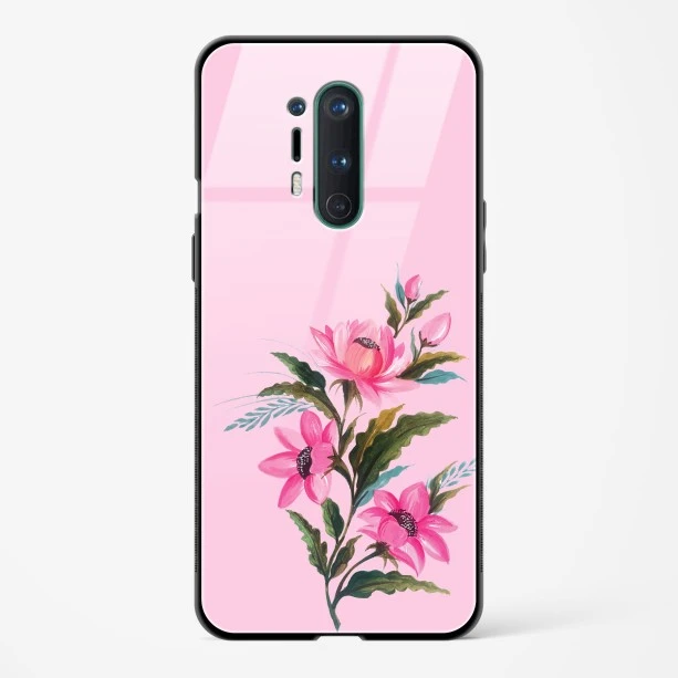 Glass Case For OnePlus 8 Pro - Flower Design Abstract 4