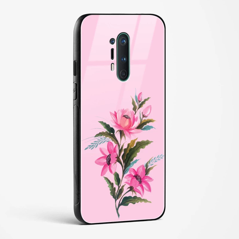 Glass Case For OnePlus 8 Pro - Flower Design Abstract 4