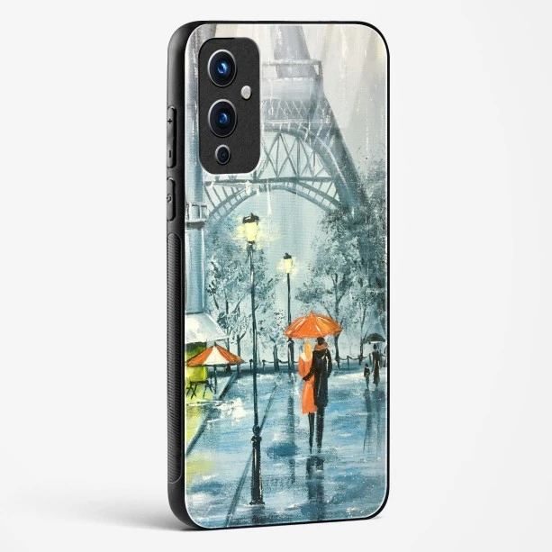 Glass Case For OnePlus 9 - Romantic Couple Walking In Rain