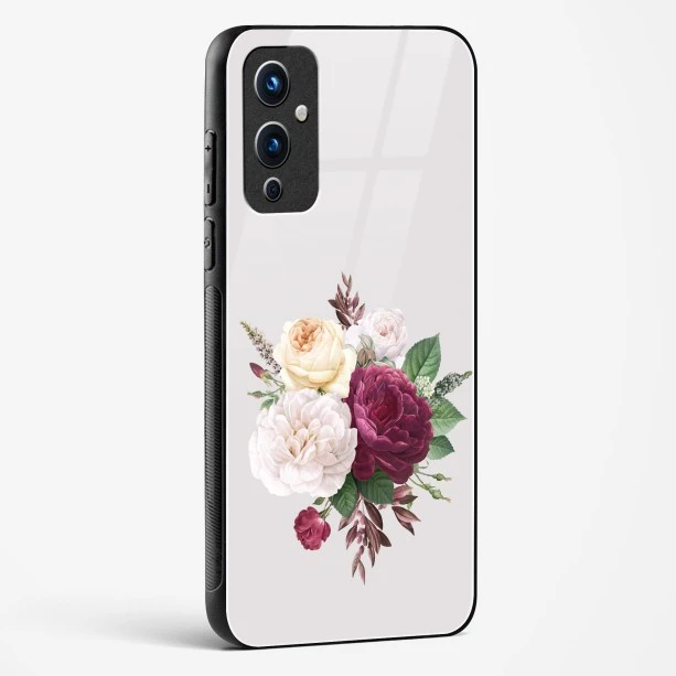 Glass Case For OnePlus 9 - Flower Design Abstract 3