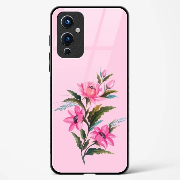 Glass Case For OnePlus 9 - Flower Design Abstract 4