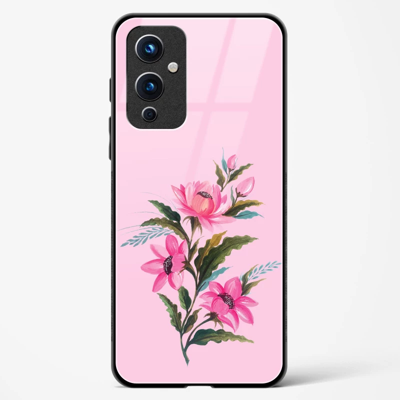 Glass Case For OnePlus 9 - Flower Design Abstract 4