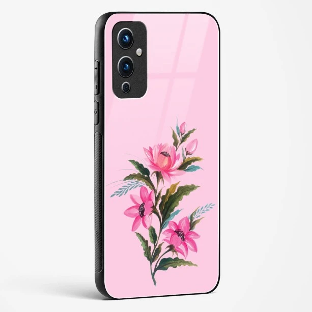 Glass Case For OnePlus 9 - Flower Design Abstract 4