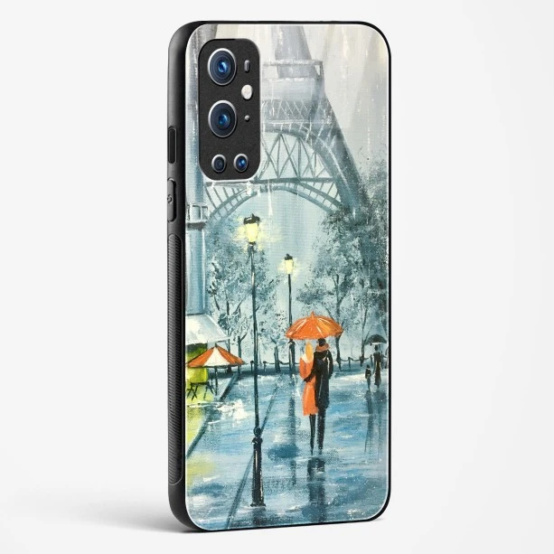 Glass Case For OnePlus 9 Pro - Romantic Couple Walking In Rain