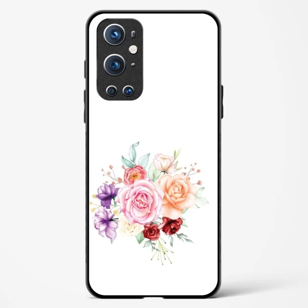 Glass Case For OnePlus 9 Pro - Flower Design Abstract 1