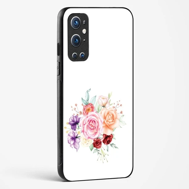 Glass Case For OnePlus 9 Pro - Flower Design Abstract 1