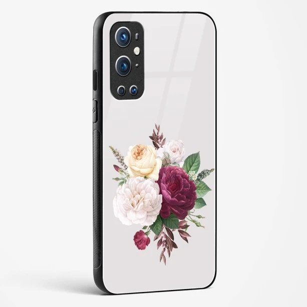 Glass Case For OnePlus 9 Pro - Flower Design Abstract 3