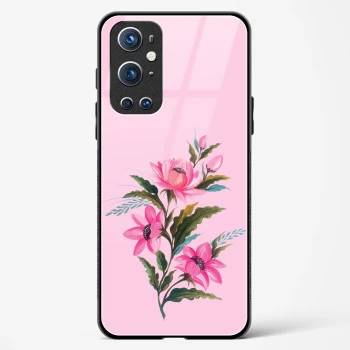 Glass Case For OnePlus 9 Pro - Flower Design Abstract 4