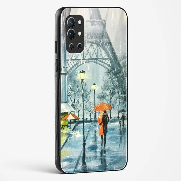 Romantic Couple Walking In Rain Glass Case For OnePlus 9R