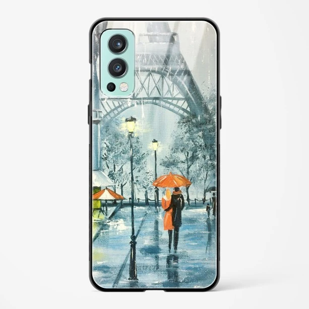 Glass Case For OnePlus Nord 2 - Romantic Couple Walking In Rain
