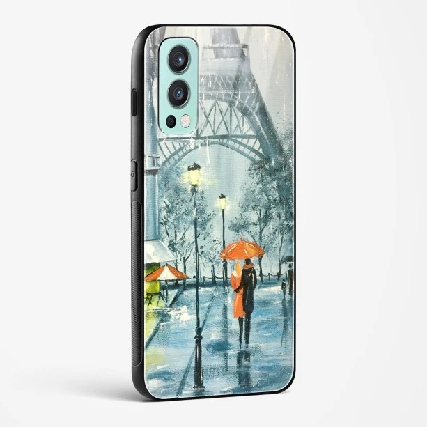 Glass Case For OnePlus Nord 2 - Romantic Couple Walking In Rain