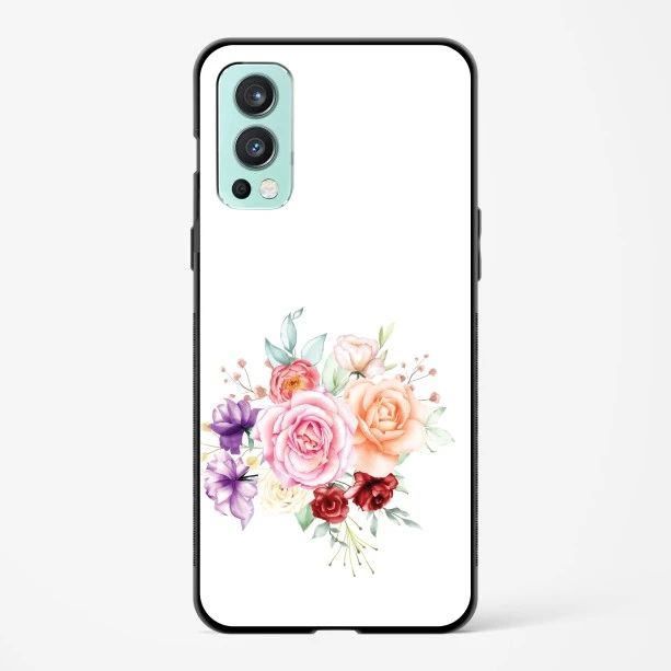 Glass Case For OnePlus Nord 2 - Flower Design Abstract 1