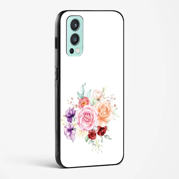 Glass Case For OnePlus Nord 2 - Flower Design Abstract 1