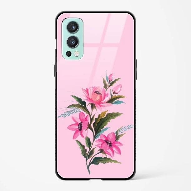 Glass Case For OnePlus Nord 2 - Flower Design Abstract 4