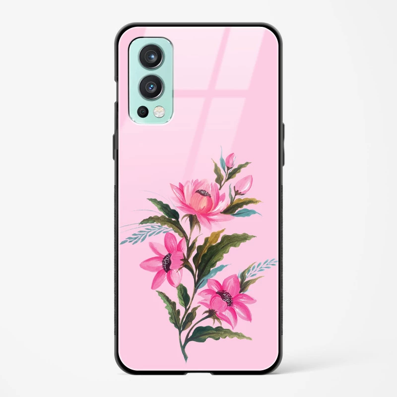 Glass Case For OnePlus Nord 2 - Flower Design Abstract 4