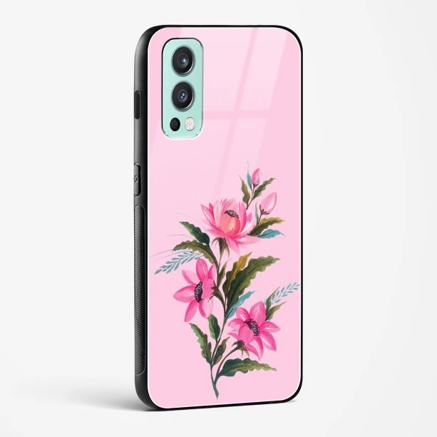 Glass Case For OnePlus Nord 2 - Flower Design Abstract 4