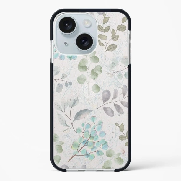iPhone 15 Plus Shockproof Case with Abstract Flower Design