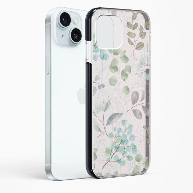 iPhone 15 Plus Shockproof Case with Abstract Flower Design