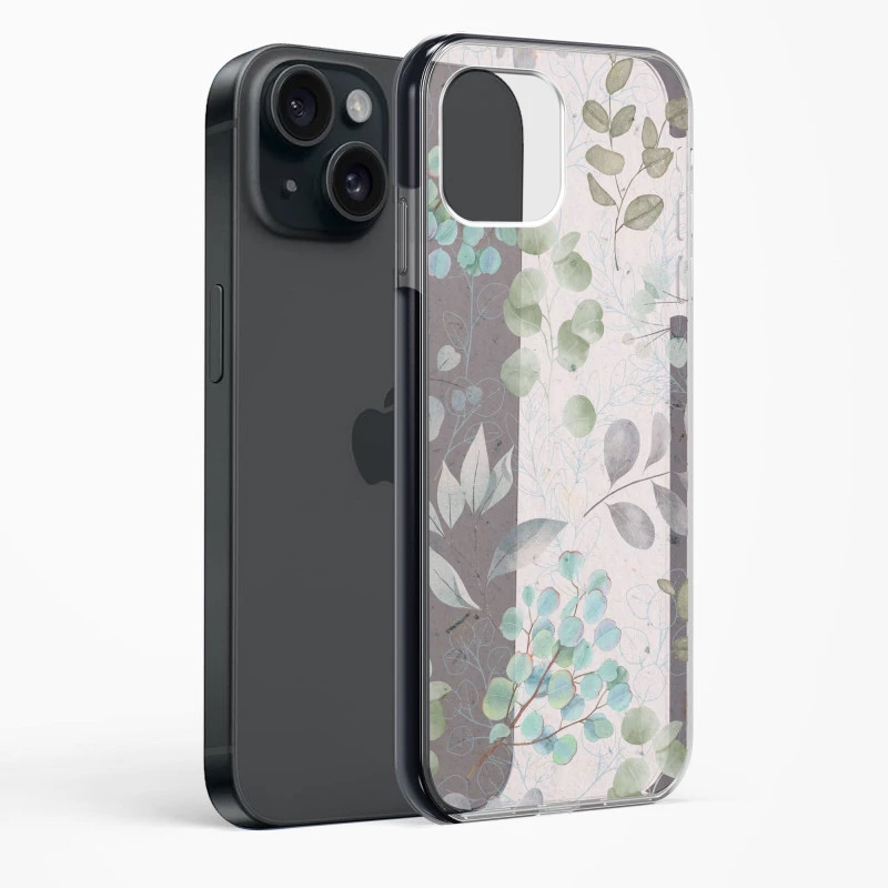 iPhone 15 Plus Shockproof Case with Abstract Flower Design