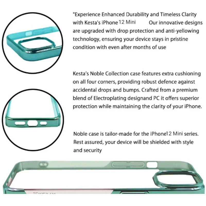 iPhone 12 Mini Noble Green Transparent Case – Anti-Yellowing Cover