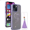 iPhone 13 Bling Heart Purple Transparent Case