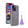 iPhone 13 Bling Heart Purple Transparent Case