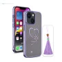 iPhone 13 Bling Heart Purple Transparent Case