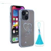 iPhone 13 Bling Heart Blue Transparent Case