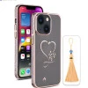 iPhone 13 Bling Heart Cloud Gold Transparent Case