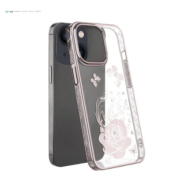 iPhone 13 Bling Flower Cloud Gold Transparent Case