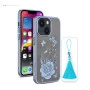 iPhone 13 Bling Flower Blue Transparent Case