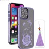 iPhone 13 Pro Bling Flower Purple Transparent Case